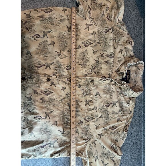 Woolrich Shirt Mens Beige Duck Print Button Up Outdoor Hunting Camping Large - Picture 15 of 16